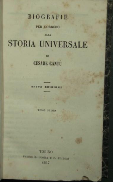 Biografie per corredo alla Storia universale - Vol. I - Cesare Cantù - copertina