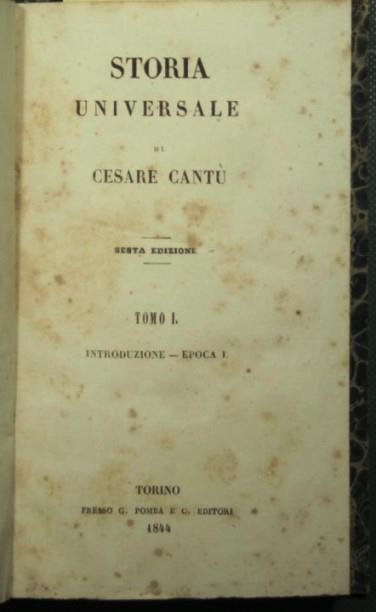 Storia universale - Vol. I e II - Cesare Cantù - copertina