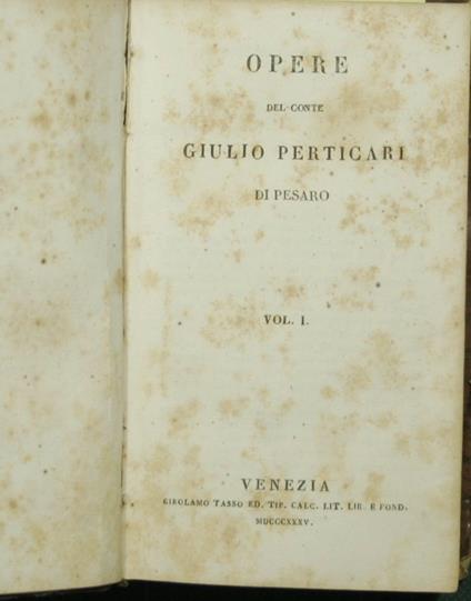 Opere - Giulio Perticari - copertina
