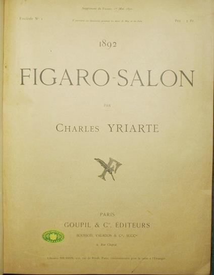 Figaro-Salon 1892 - Fascicule n. 1 - Charles Yriarte - copertina