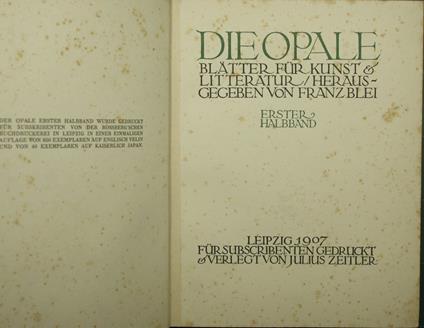 Die opale blatter fur kunst et litteratur - copertina