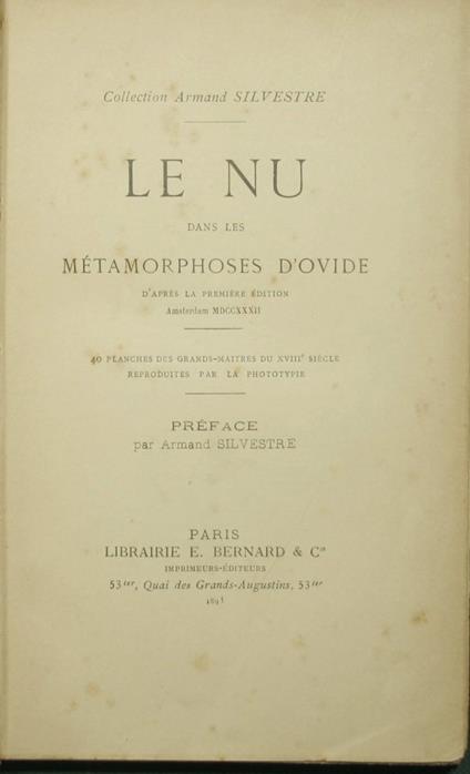 Le nu dans les Metamorphoses d'Ovide - copertina