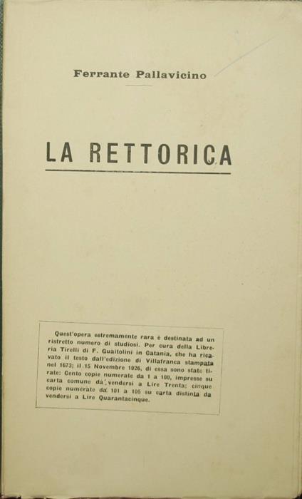 rettorica - Ferrante Pallavicino - copertina