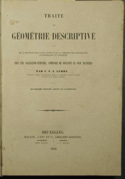 Traité de geometrie descriptive (solo testo) - copertina