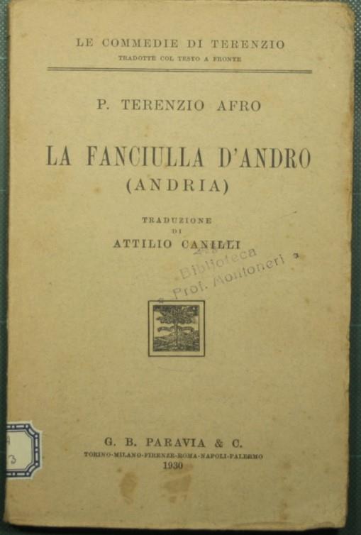 fanciulla d'Andro (Andria) - P. Afro Terenzio - copertina