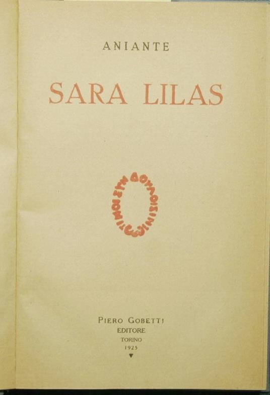 Sara Lilas - Antonio Aniante - copertina