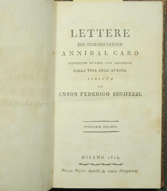 Lettere - Annibal Caro - copertina