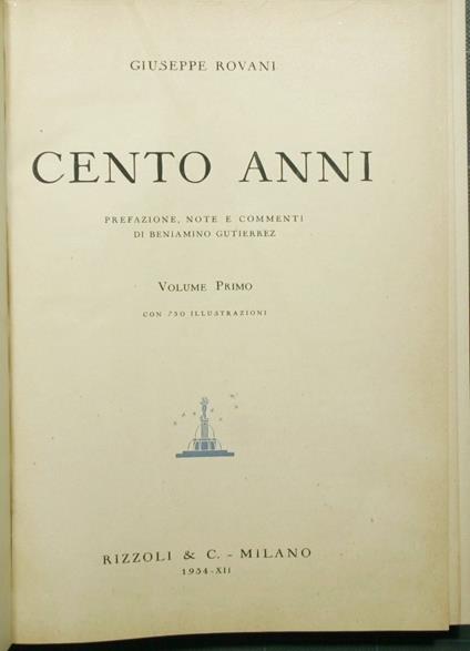 Cento anni - Giuseppe Rovani - copertina