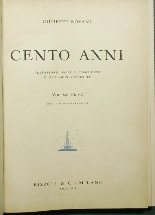 Cento anni - Giuseppe Rovani - copertina