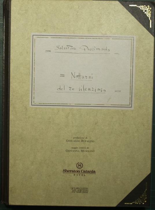Notturni del re silenzioso - Salvatore Quasimodo - copertina