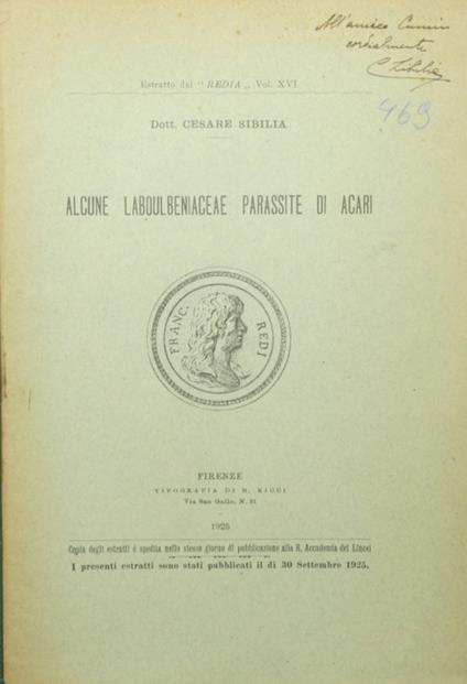 Alcune laboulbeniaceae parassite di acari - Cesare Sibilia - copertina