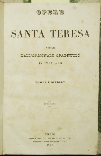 Opere di Santa Teresa - Teresa (santa) - copertina