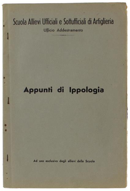 APPUNTI DI IPPOLOGIA. - copertina
