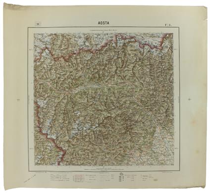 AOSTA. Foglio 8 della Carta del Regno d'Italia, scala di 1:200.000, cm 57,5x52 - copertina