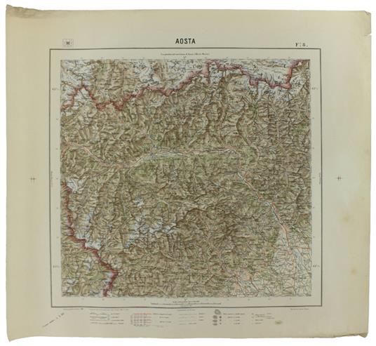 AOSTA. Foglio 8 della Carta del Regno d'Italia, scala di 1:200.000, cm 57,5x52 - copertina