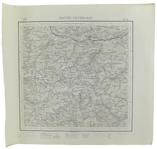 MONTE CEVEDALE. Foglio 9 della Carta d'Italia, scala di 1:100.000, cm 57,5x52 - copertina