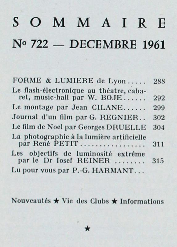 PHOTO CINEMA . Magazine de la photo et du cinéma d'amateur. N° 722