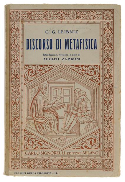 DISCORSO DI METAFISICA. A cura di Adolfo Zamboni - copertina
