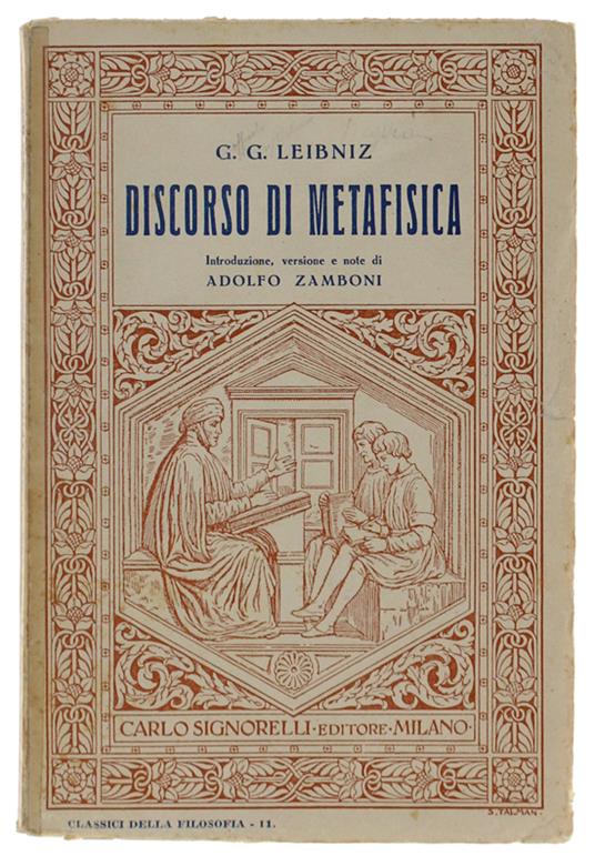DISCORSO DI METAFISICA. A cura di Adolfo Zamboni - copertina