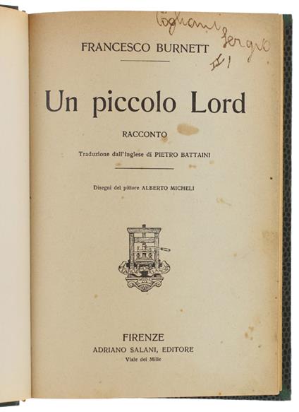Un PICCOLO LORD Racconto - Francesco Brunetti - copertina
