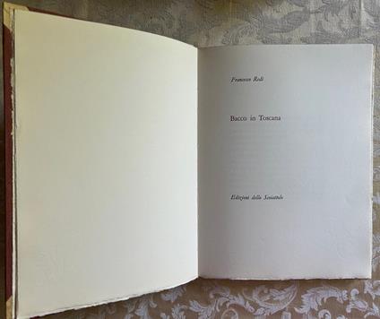 Bacco In Toscana, - Francesco Redi - copertina