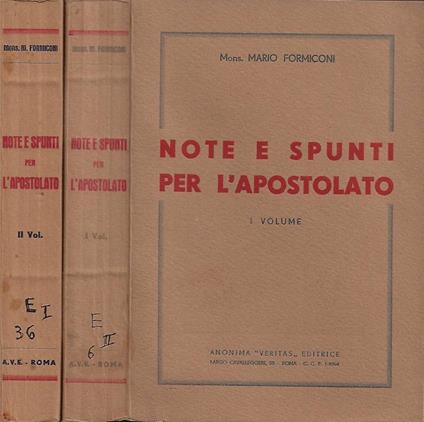 Note e spunti per l'apostolato. Vol. I, Vol. II - Mario Formiconi - copertina