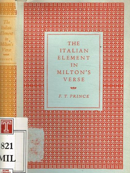 The italian element in Milton's verse - copertina