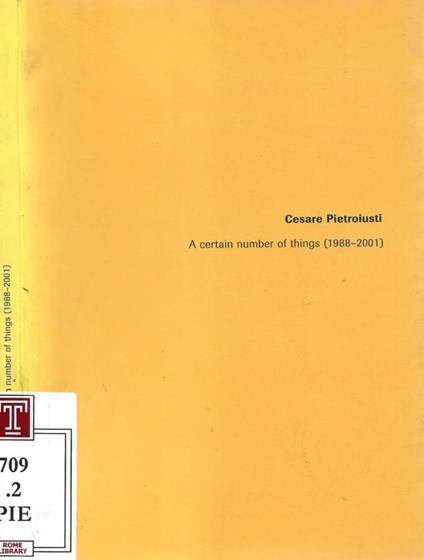 Cesare Pietroiusti. A certain number of things (1988-2001) - copertina