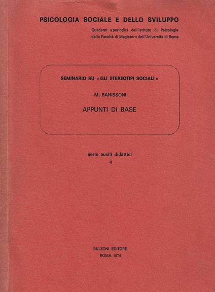 Seminario su " Gli stereotipi sociali ". Appunti di base - copertina