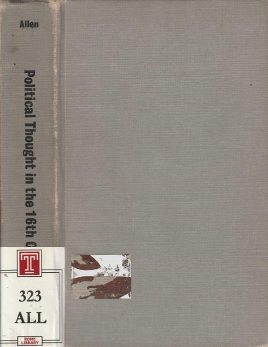 A history of political thought in the Sixteenth Century - copertina