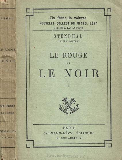 Le rouge et le noir. II - Stendhal - copertina