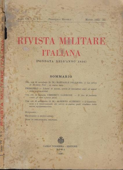 Rivista militare italiana n. 3 Anno 1933 - copertina