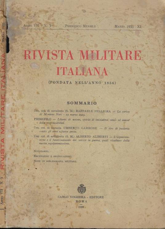 Rivista militare italiana n. 3 Anno 1933 - copertina