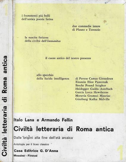 Civiltà letteraria di Roma antica Vol. I - copertina