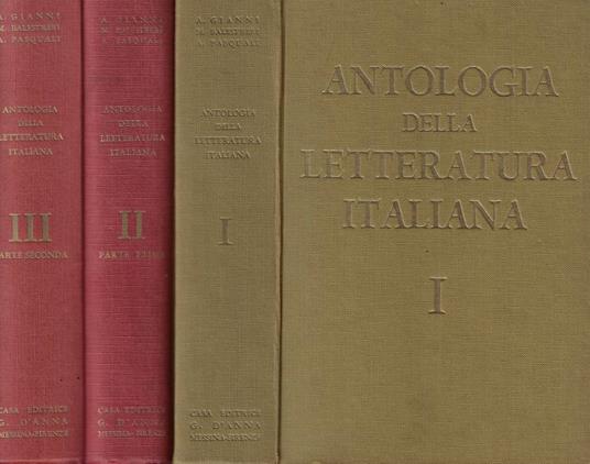 Antologia della letteratura italiana I- II parte prima- III parte seconda - copertina