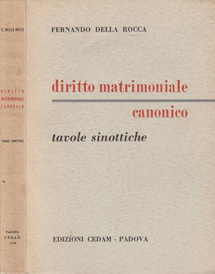 Diritto matrimoniale canonico - Fernando Della Rocca - copertina