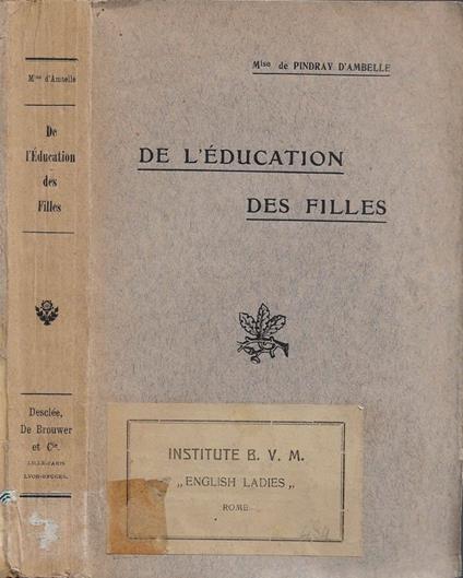 De l'Éducation des Filles - copertina