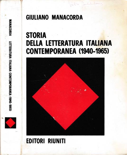Storia della letteratura italiana contemporanea - Giuliano Manacorda - copertina