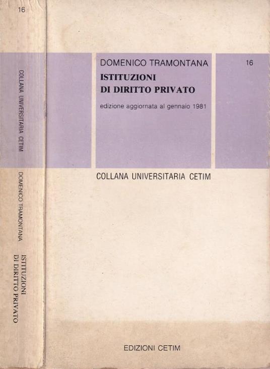 Istituzioni di diritto privato - Domenico Tramontana - copertina