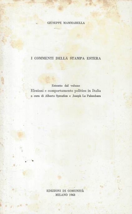 I commenti della stampa estera - Giuseppe Mammarella - copertina