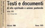 Testi e documenti di vita spirituale e azione pastorale