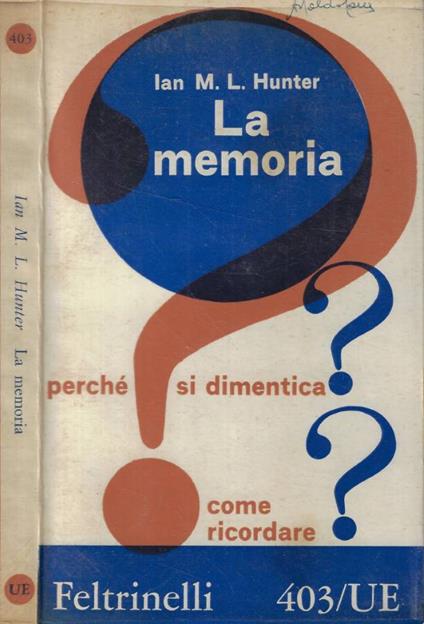La memoria - Ian M. L. Hunter - copertina