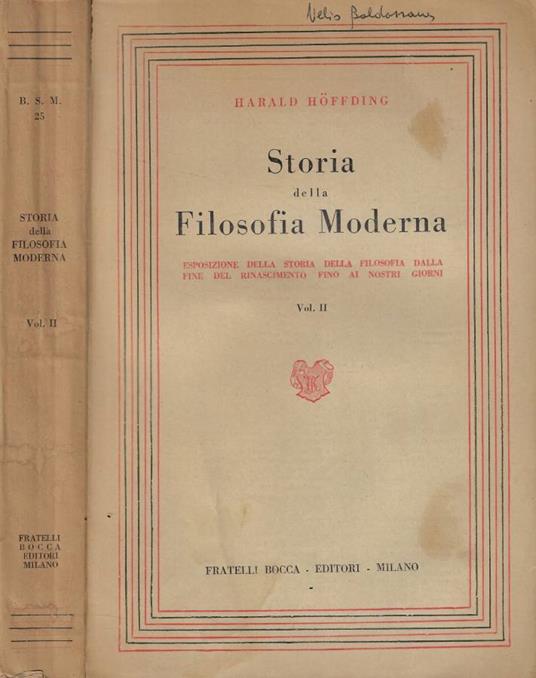 Storia della filosofia moderna vol. II - Harold Hoffding - copertina