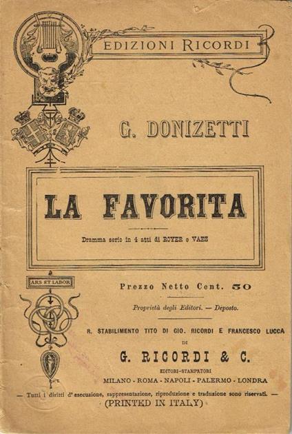 La Favorita - Gaetano Donizetti - copertina