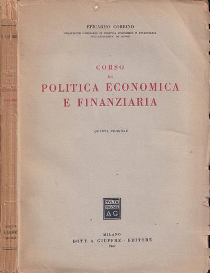 Corso di politica economica e finanziaria - Epicarmo Corbino - copertina