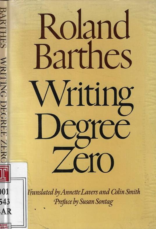 Writing Degree Zero - Roland Barthes - copertina