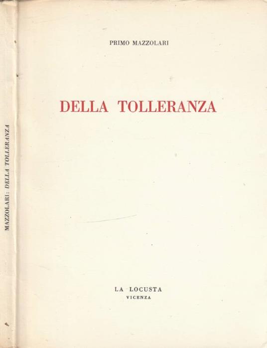 Della tolleranza - Primo Mazzolari - copertina