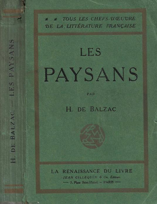 Les paysans - Honoré de Balzac - copertina