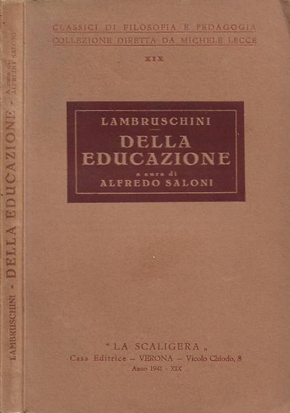 Della Educazione - Raffaello Lambruschini - copertina