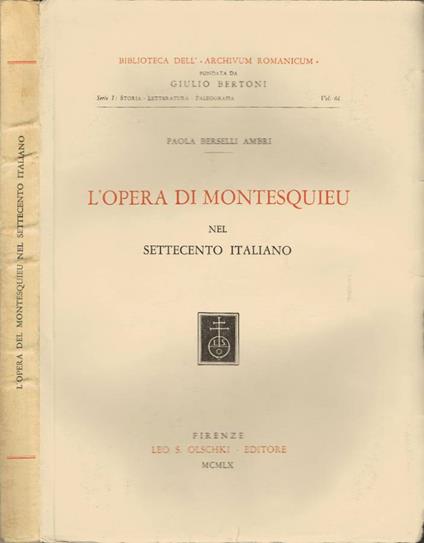 L' opera di Montesquieu - Paola Berselli Ambri - copertina